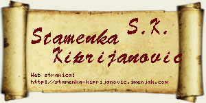 Stamenka Kiprijanović vizit kartica